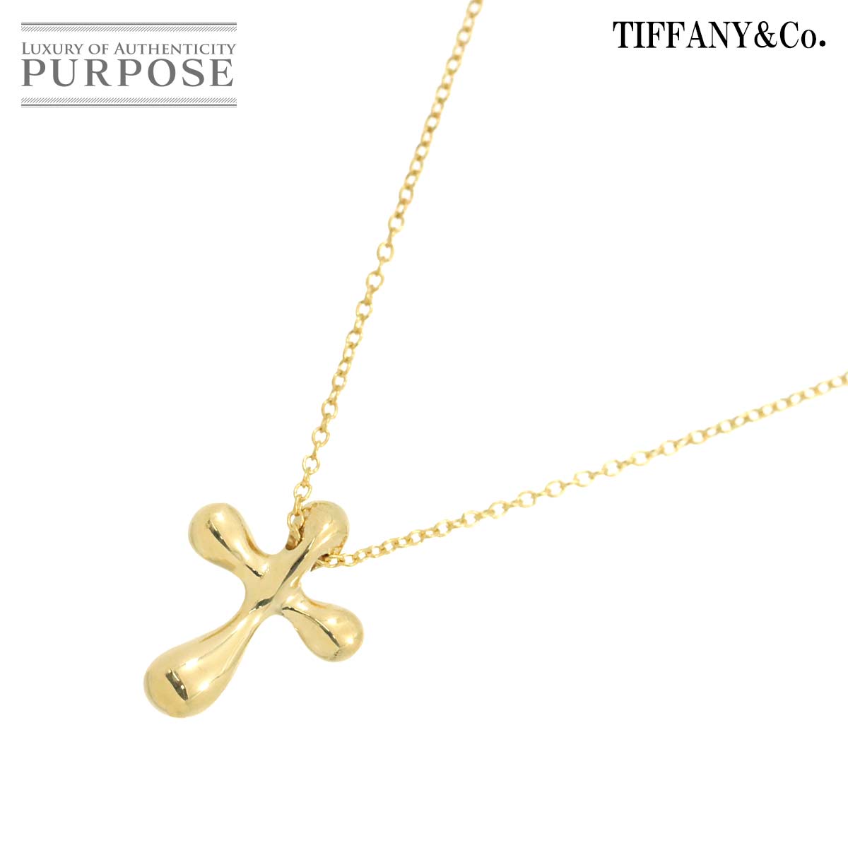 【新品同様】 ティファニー TIFFANY&Co. スモールクロス ネックレス 42cm K18 YG イエローゴールド 750 Cross Necklace【中古】