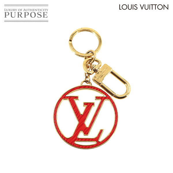 【新品同様】 ルイ ヴィトン LOUIS VUITTON ポルトクレ LV サークル キーリング バッグ チャーム ゴールド レッド ピンク M68465 Bag Charm 【中古】