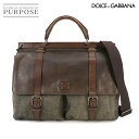 ドルチェ&ガッバーナ DOLCE&GABBANA 2way ビジネス ショルダー バッグ レザー キャンバス ダークブラウン Business Bag 【中古】