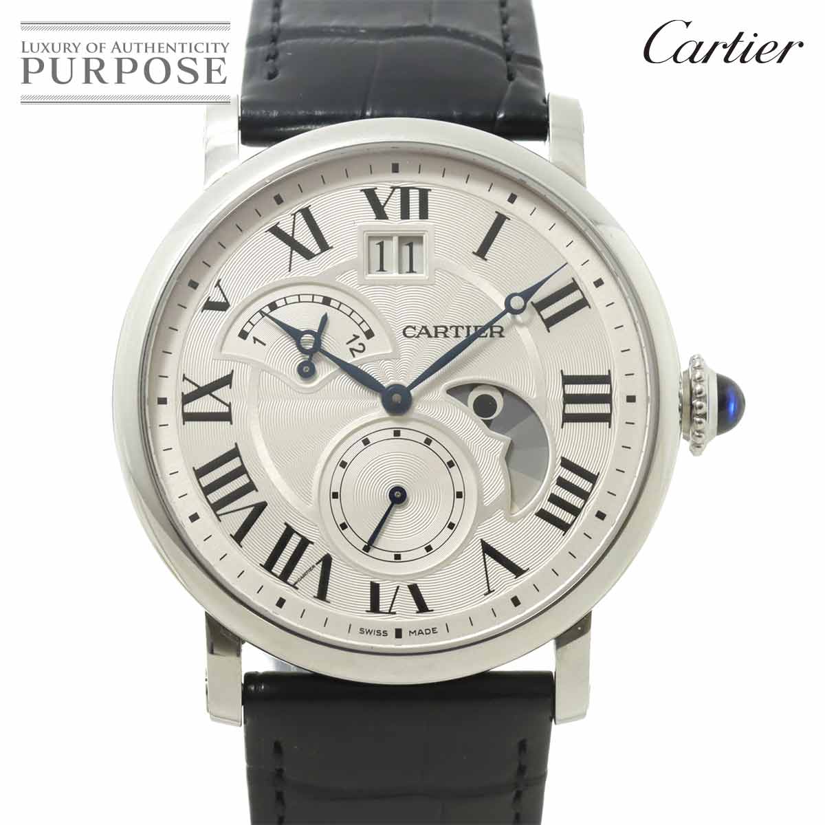 カルティエ Cartier ロトンド ドゥ カルティエ グランドデイト レトログラード W1556368 メンズ 腕時計 シルバー 文字盤 裏スケルトン 自動巻き Rotonde 【中古】