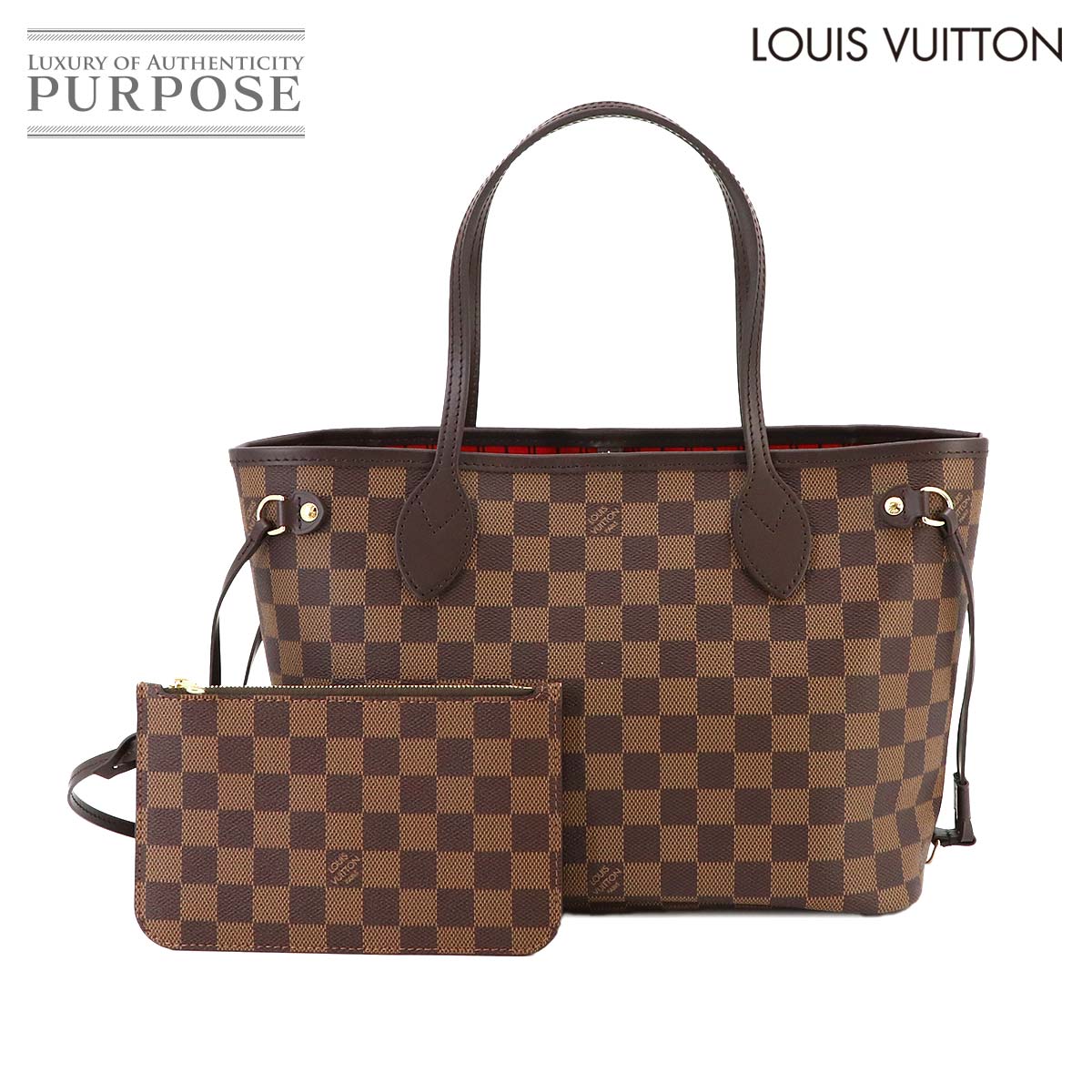  ルイ ヴィトン LOUIS VUITTON ダミエ ネヴァーフル PM トート バッグ ブラウン N41359 RFID ゴールド 金具 Monogram Neverfull PM 