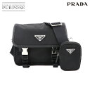 【未使用】 プラダ PRADA ショルダー バッグ ナイロン サフィアーノレザー ネロ ブラック 2VD034 シルバー 金具 Shoulder Bag 【中古】