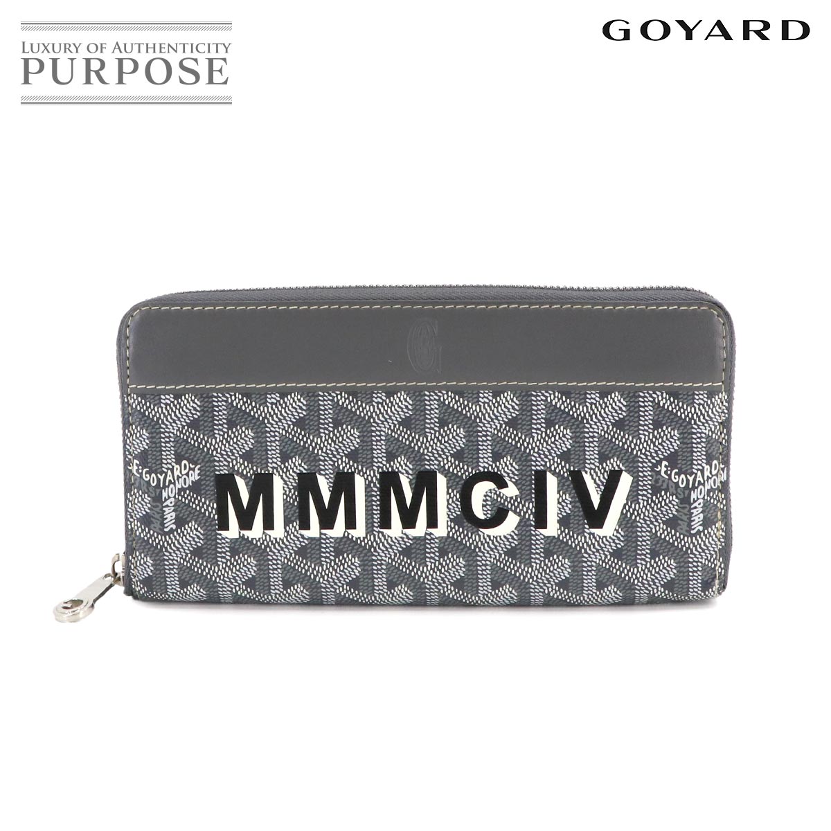 ゴヤール GOYARD マティニョン ジップ GM ラウンドファスナー 長財布 PVC レザー グレー APMZIP GM Long Wallet 