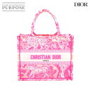 【新品同様】 クリスチャン ディオール Christian Dior ブック トート スモール バッグ キャンバス ピンク ホワイト Book Tote Small 【中古】