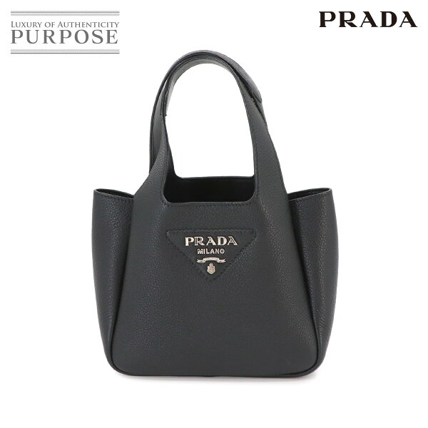 【新品同様】 プラダ PRADA ダイノ ソフト ハンド バッグ レザー ネロ ブラック 1BA349 シルバー 金具 Hand Bag 【中古】