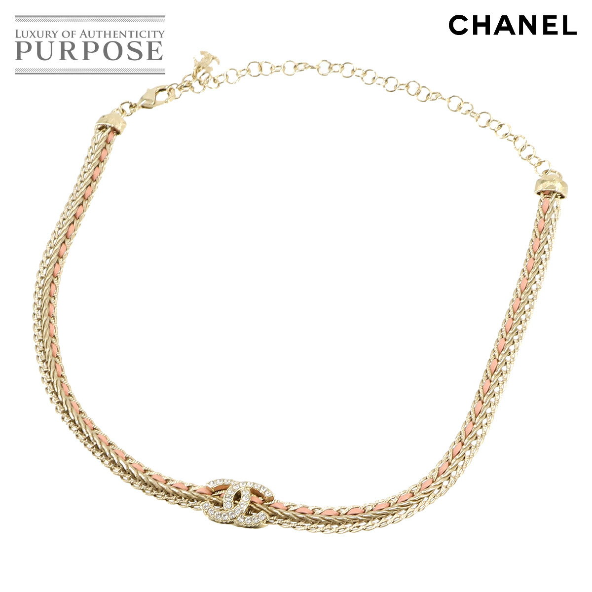 【未使用 展示品】 シャネル CHANEL ココマーク ネックレス チョーカー ラインストーン ゴールド B22S アクセサリー Choker Necklace 【中古】