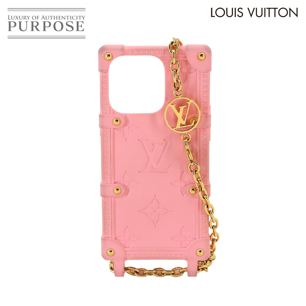 ルイ ヴィトン LOUIS VUITTON モノグラム リ トランク iPhone 14 PRO スマホ ケース ラバー ピンク M82082 iPhone Case 【中古】