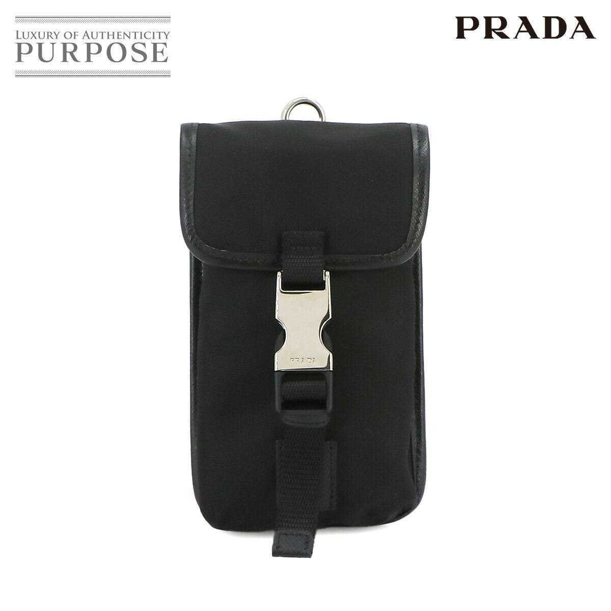 楽天VINTAGE LOVER PURPOSE【新品同様】 プラダ PRADA ミニ ポーチ ナイロン サフィアーノレザー ブラック シルバー 金具 Mini Pouch 【中古】