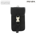 【新品同様】 プラダ PRADA ミニ ポーチ ナイロン サフィアーノレザー ブラック シルバー 金具 Mini Pouch 【中古】