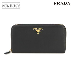 【未使用 展示品】 プラダ PRADA ラウンドファスナー 長財布 レザー ネロ ブラック 1ML506 ゴールド 金具 Long Wallet 【中古】