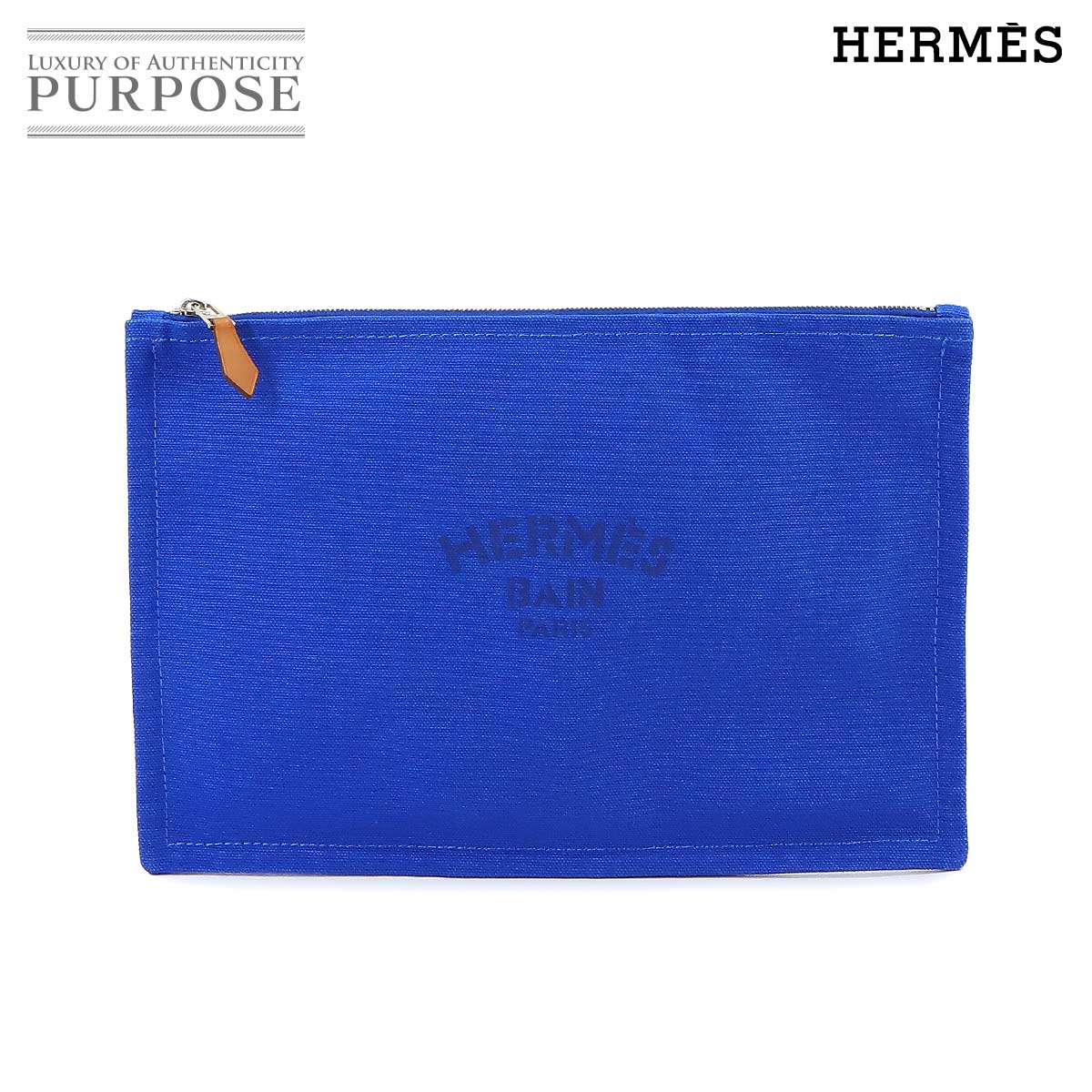 【新品同様】 エルメス HERMES ヨッティング GM ポーチ キャンバス ブルー Yachting Pouch 【中古】