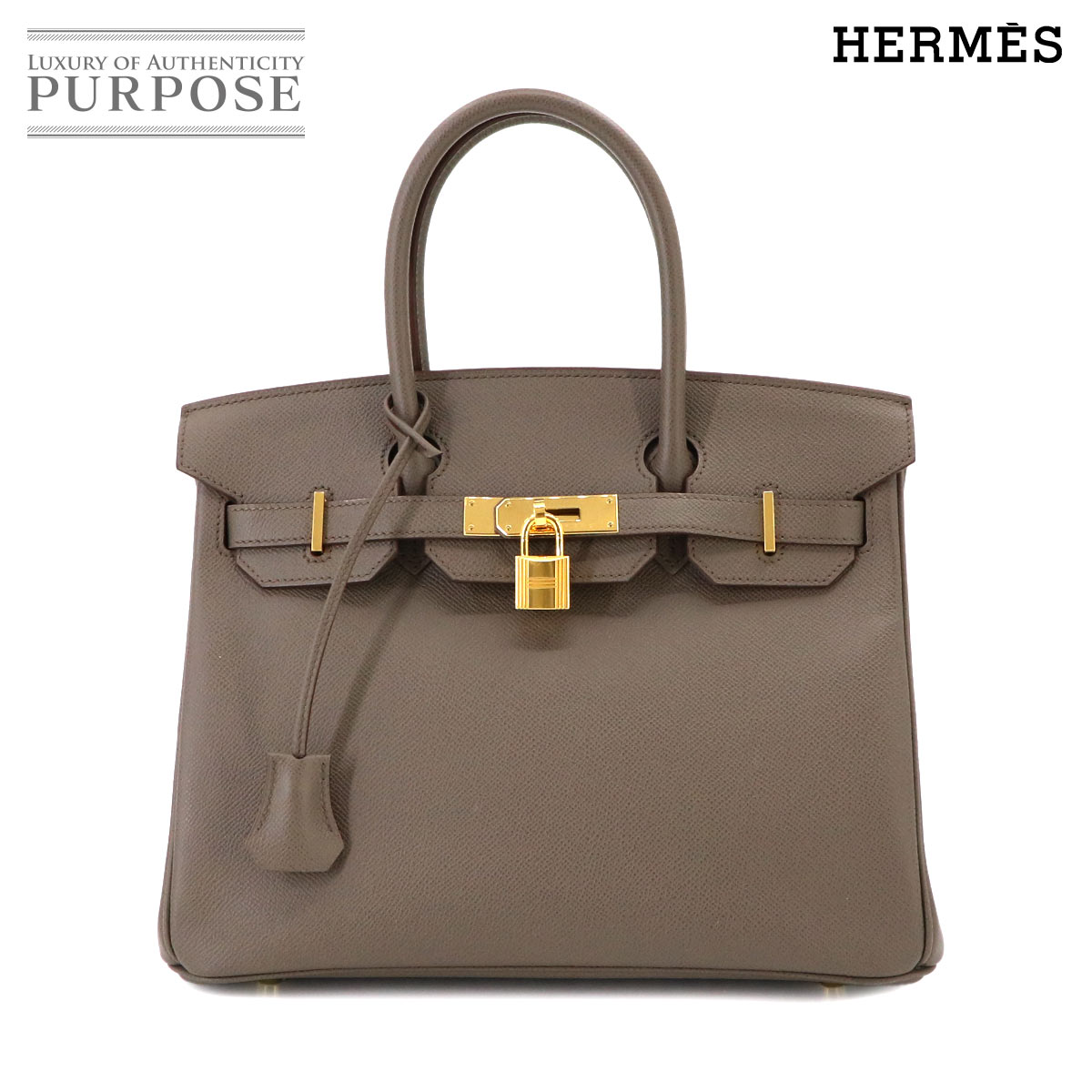 【新品同様】 エルメス HERMES バーキン30 ハンド バッグ エプソン エタン C刻印 ゴールド 金具 Birkin 30 【中古】