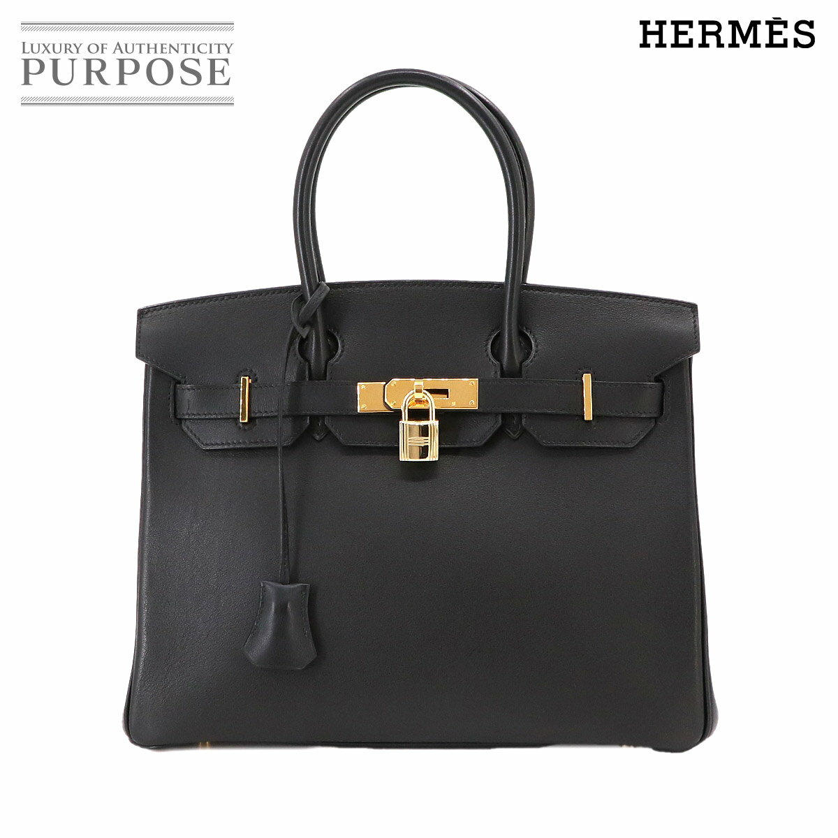 【新品同様】 エルメス HERMES バーキン30 ハンド バッグ スイフト ブラック ゴールド 金具 □C刻印 Birkin 【中古】