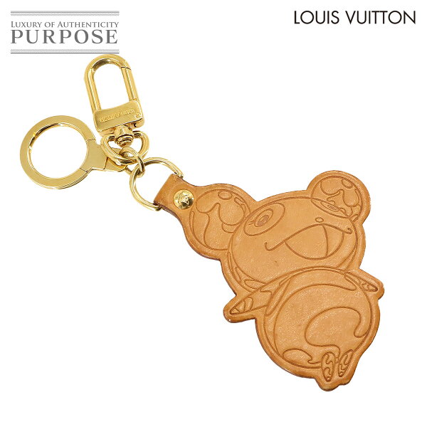 ルイ ヴィトン LOUIS VUITTON ポルト クレ パンダ キーホルダー キーリング レザー ベージュ M62637 Porte Cles Panda 【中古】