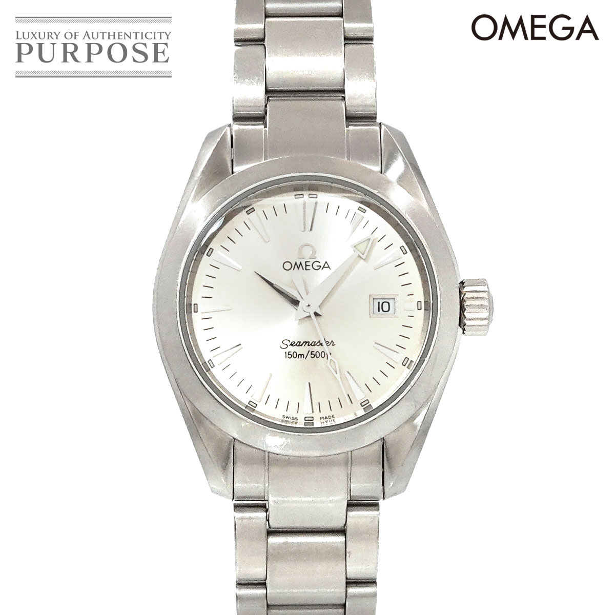 オメガ OMEGA シーマスター アクアテラ 2577 30 レディース 腕時計 デイト シルバー クォーツ ウォッチ Seamaster Aqua Terra 【中古】