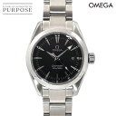 オメガ OMEGA シーマスター アクアテラ 2577 50 レディース 腕時計 デイト ブラック クォーツ ウォッチ Seamaster Aqua Terra 【中古】