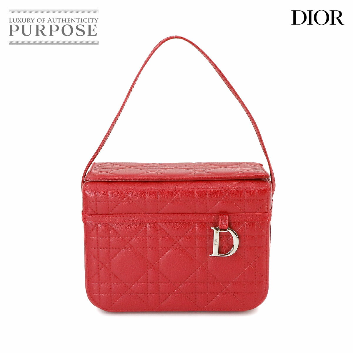  クリスチャン ディオール Christian Dior レディディオール バニティ ハンド バッグ レザー レッド Vanity Bag 