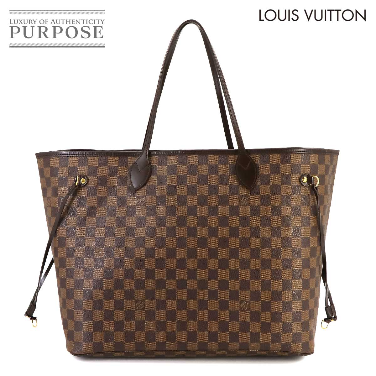 ルイ ヴィトン LOUIS VUITTON ダミエ ネヴァーフル GM トート バッグ エベヌ スリーズ N51106 ゴールド 金具 Neverfull GM 