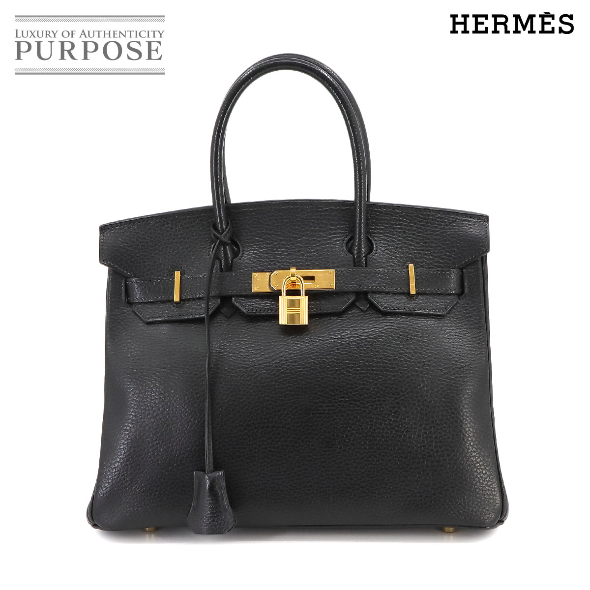 エルメス HERMES バーキン30 ハンド バッグ アルデンヌ ブラック □E刻印 ゴールド 金具 Birkin 30 【中古】