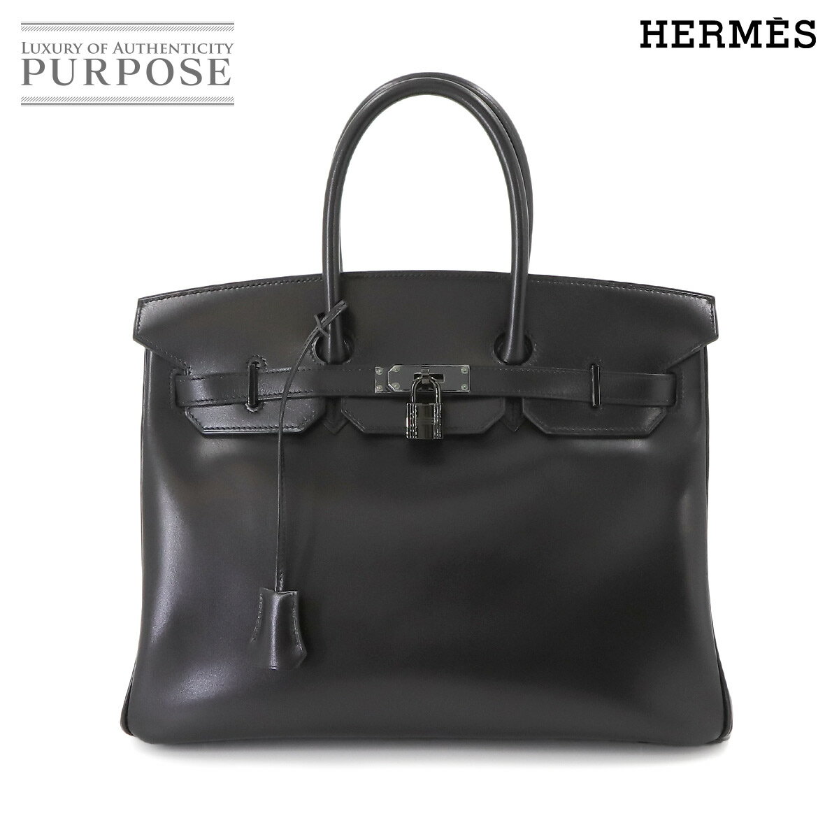 【未使用 展示品】 エルメス HERMES バーキン35 ソーブラック ボックスカーフ ハンド バッグ □O刻印 ブ..