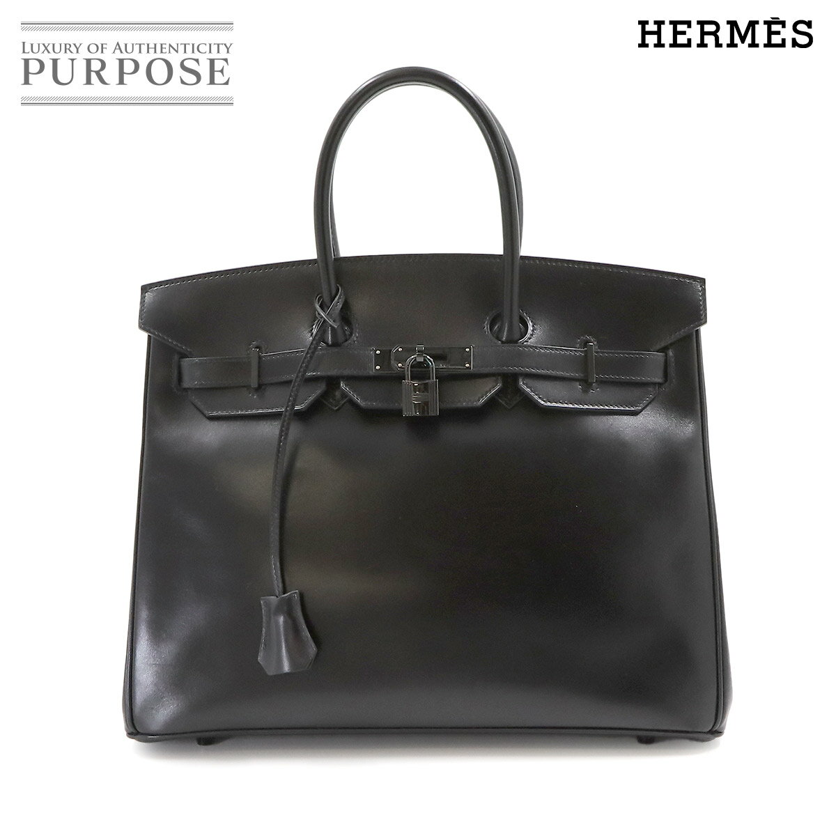 【新品同様】 エルメス HERMES バーキン35 ソーブラック ボックスカーフ ハンド バッグ □N刻印 ブラック 金具 Birkin 35 【中古】