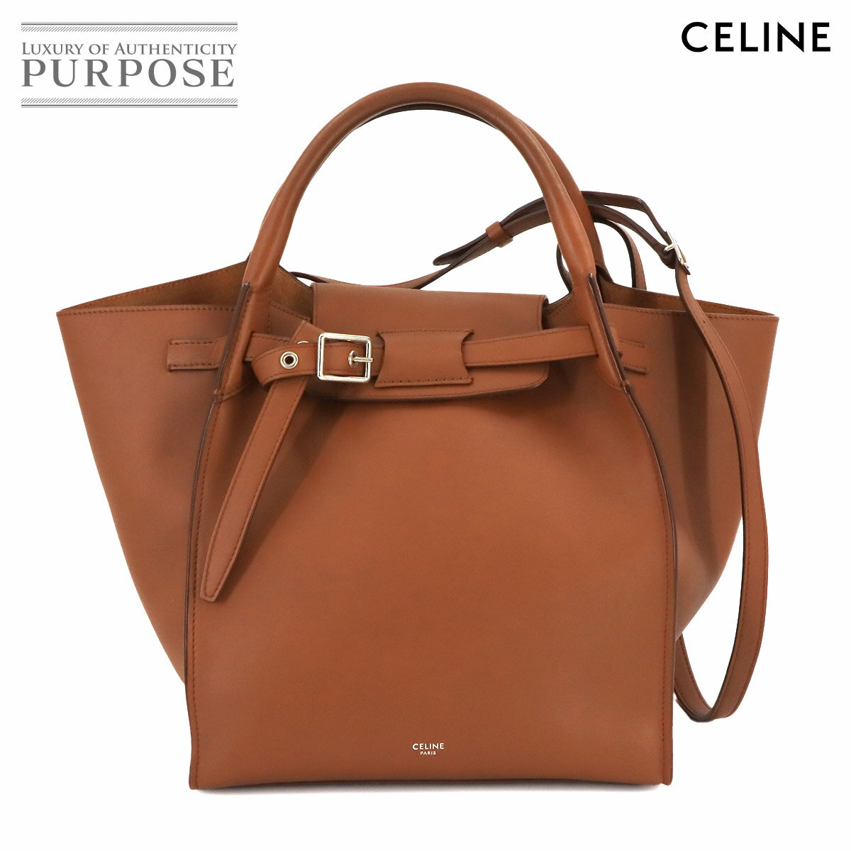 【新品同様】 セリーヌ CELINE ビッグバッグ スモール ウィズ ロングストラップ 2way ハンド ショルダー バッグ レザー ブラウン 189313 Big Bag Small 【中古】のサムネイル
