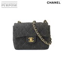 シャネル CHANEL ミニ マトラッセ チェーン ショルダー バッグ デニム ブラック A01115 ゴールド 金具 Mini Matelasse Bag 【...