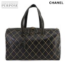 シャネル CHANEL ワイルドステッチ ボストン バッグ レザー ブラック ゴールド 金具 Wild Stitch Bag 【中古】