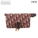 【未使用 展示品】 クリスチャン ディオール Christian Dior オブリーク サドル ベルトポーチ ウエスト バッグ キャンバス レザー ボルドー S...