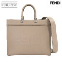 【新品同様】 フェンディ FENDI サンシャイン ミディアム 2way トート ショルダー バッグ レザー ベージュ 8BH386 シルバー 金具 Sunshine Medium 【中古】