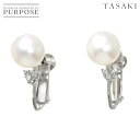 【新品同様】 タサキ TASAKI アコヤ真珠 7.0mm ダイヤ イヤリング K18 WG ホワイトゴールド 750 パール 田崎真珠 Akoya Pearl Earrings Clip on【中古】