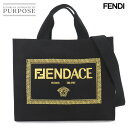 【未使用 展示品】 FENDI フェンダーチェ 2way トート ショルダー バッグ キャンバス ブラック ゴールド 7VA558 Fendace Bag 【中...