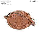 【未使用 展示品】 セリーヌ CELINE オーバルパース キュイル トリオンフ ショルダー バッグ レザー ブラウン 10I703DPQ ゴールド 金具 Ov...