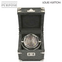 ルイヴィトン LOUIS VUITTON タンブール デュアル タイム テーブルクロック トランク Q1Q030 GMT グレー クォーツ 置き時計 ウォッチ ...