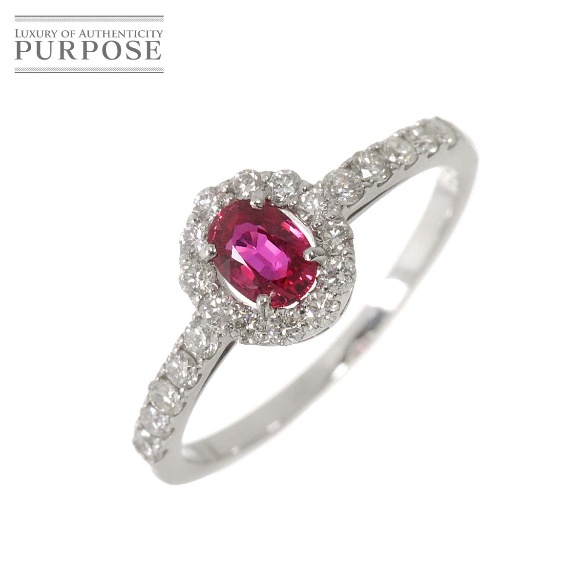 【新品仕上げ】 リング 12号 ルビー 0.41ct ダイヤ 0.38ct Pt プラチナ 指輪 Ruby Ring【鑑別書付き】【中古】