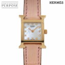 エルメス HERMES Hウォッチ ミニ HH1 170 レディース 腕時計 12P ダイヤ ホワイトシェル K18PG ピンクゴールド クォーツ ウォッチ H...