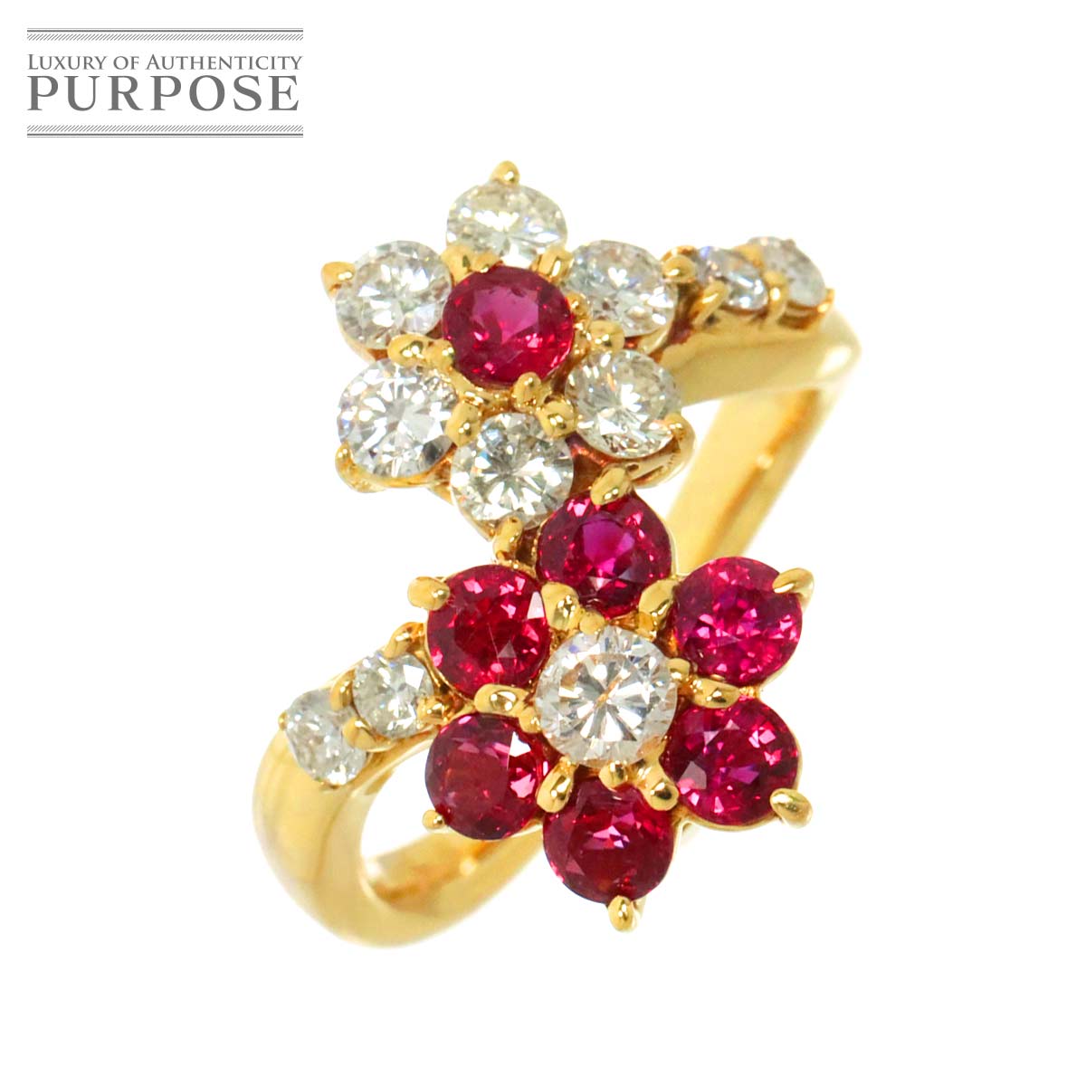 【新品仕上げ】 リング 10号 ルビー 1.22ct ダイヤ 0.86ct K18 YG イエローゴ