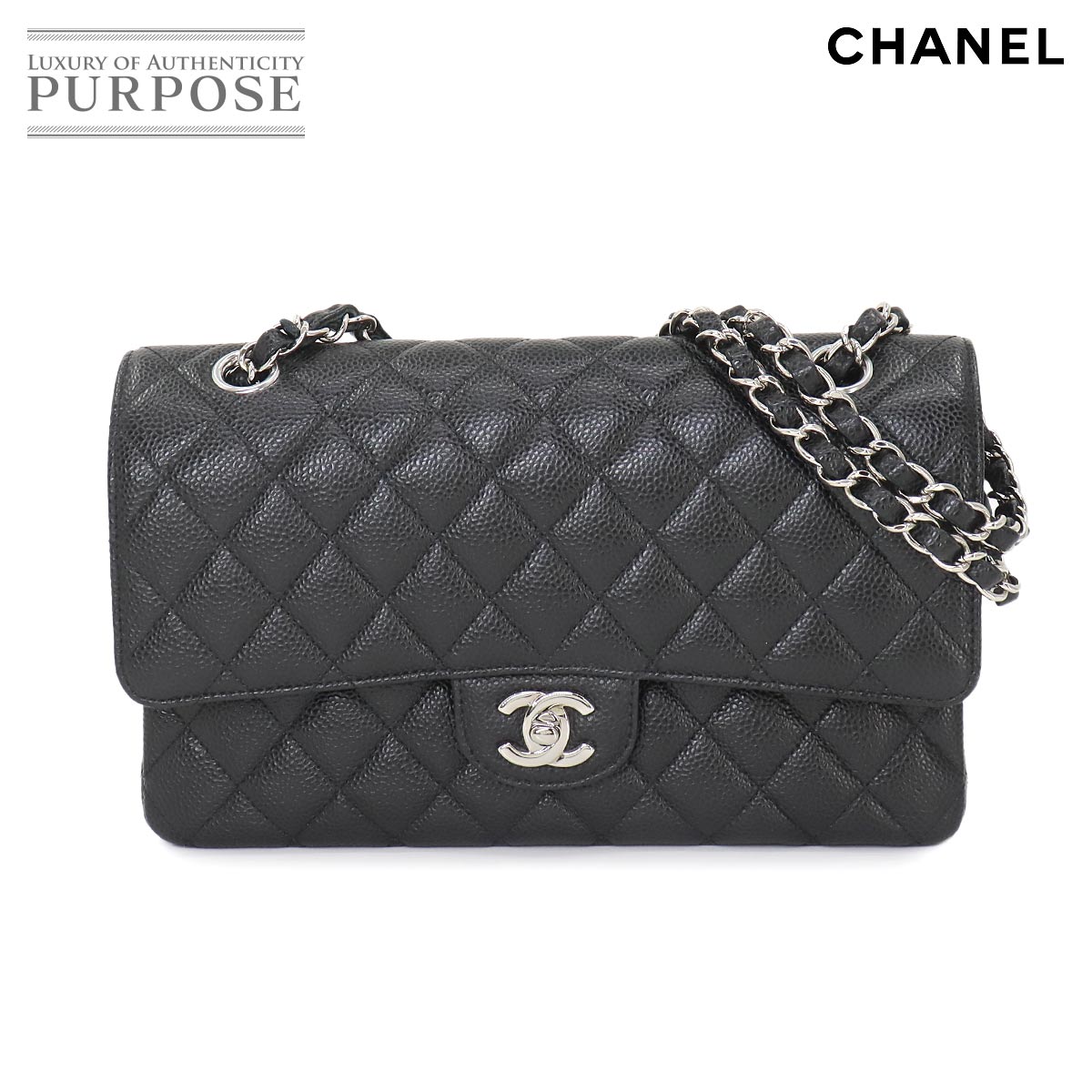 【未使用 展示品】 シャネル CHANEL マトラッセ 25 チェーン ショルダー バッグ キャビアスキン ブラック A01112 シルバー 金具 ココマーク Matelasse Bag 【中古】のサムネイル