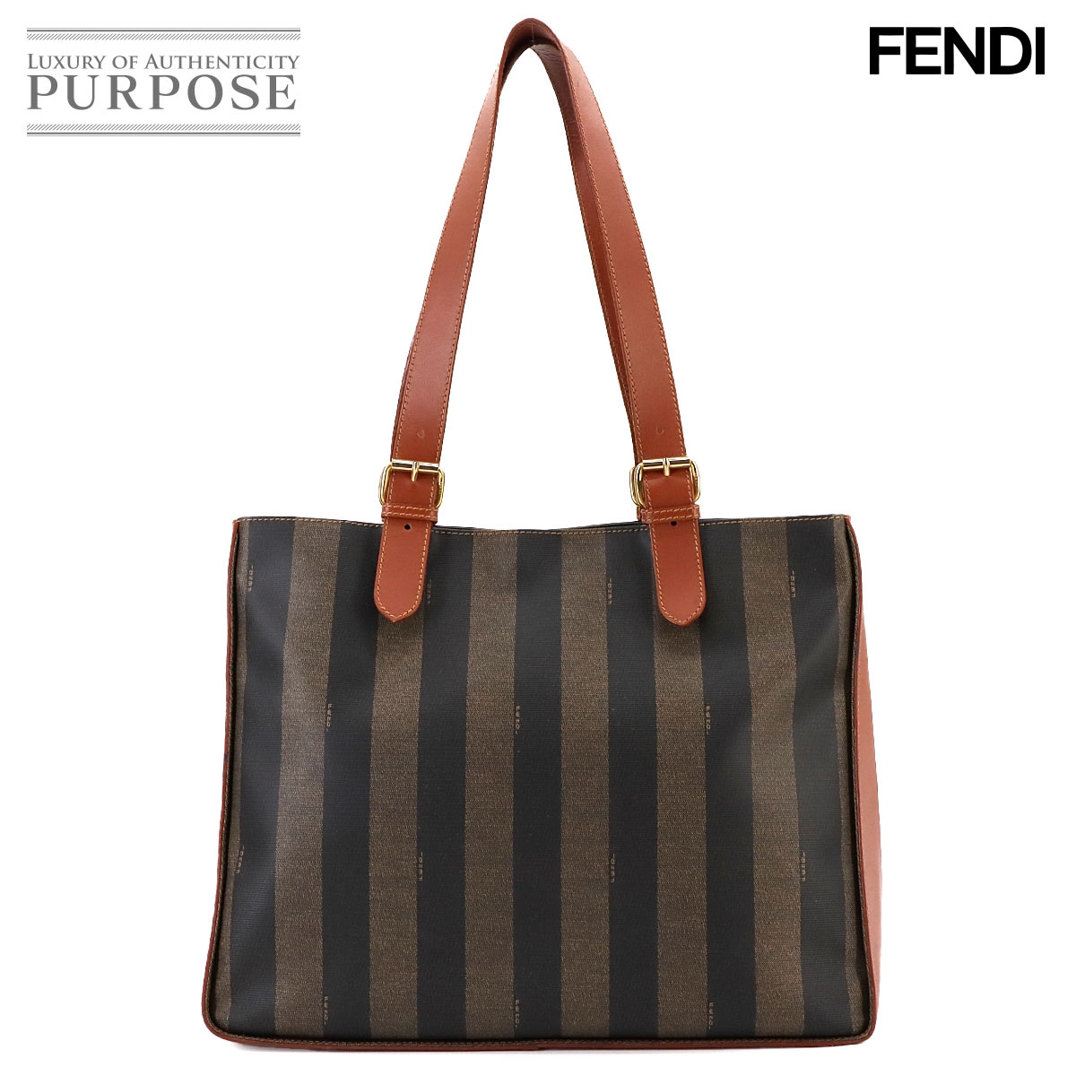 FENDI】トートバッグ ペカン柄 ゴールド金具 キャンバス A4 FENDI】トートバッグ ペカン柄 ゴールド金具 キャンバス A4