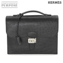 【新品同様】 エルメス HERMES サック ア デペッシュ 27 ブリーフケース ビジネス バッグ オーストリッチ ブラック □N刻印 シルバー 金具 Sac...