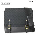 【美品】 グッチ GUCCI GGキャンバス メッセンジャー ショルダー バッグ レザー ブラック 115506 ゴールド 金具 Shoulder Bag 【中古】(4)