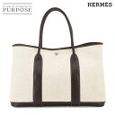 【美品】 エルメス HERMES ガーデンパーティ 36 PM トート バッグ トワルアッシュ レザー ナチュラル マロン □H刻印 Garden Party ...