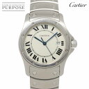 カルティエ Cartier サントスクーガーMM W20027K1 ボーイズ 腕時計 デイト ホワイト クォーツ ウォッチ Santos Cougar 【中古】