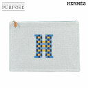 【未使用 展示品】 エルメス HERMES ポーチ Hティサージュ トワルアッシュ デコラシオン ブルーナティエ Pouch H Tissage case 【中...