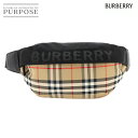 【新品同様】 バーバリー BURBERRY ヴィンテージチェック ボディバッグ ナイロン レザー ベージュ ブラック 8026557 Body Bag 【中古】