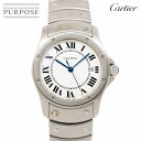 カルティエ Cartier サントスクーガーMM W20027K1 ボーイズ 腕時計 デイト ホワイト クォーツ ウォッチ Santos Cougar 【中古】