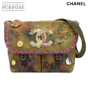 【未使用 展示品】 シャネル CHANEL エンブロイダリー ショルダー バッグ キャンバス レザー カーキ A92790 Graffiti Shoulder ...