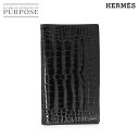 【未使用 展示品】 エルメス HERMES クロコダイル アリゲーター アジェンダ ヴィジョン 手帳カバー ブラック □R刻印 シルバー 金具 Agenda V...