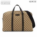 【新品同様】 グッチ GUCCI 2way ボストン ショルダー バッグ GGキャンバス レザー ベージュ ブラウン 449167 Boston Bag 【中古...