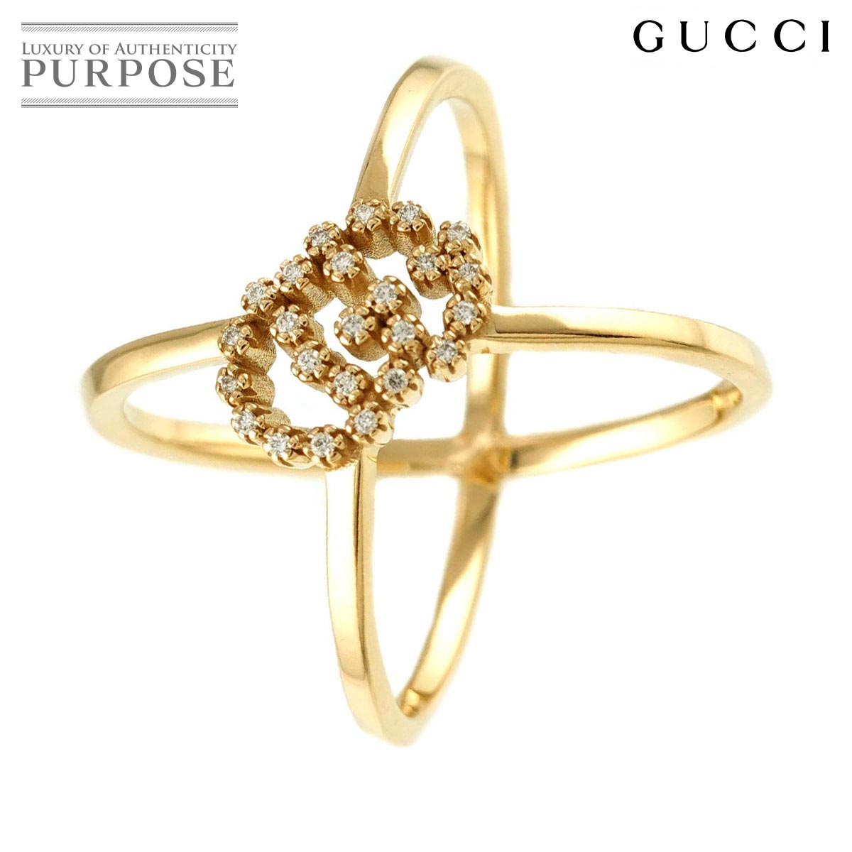 【新品同様】 グッチ GUCCI GGランニング #9 リング ダイヤ K18 YG イエローゴールド 750 指輪 Diamond Ring【中古】